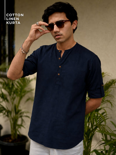 Blue Linen Kurta