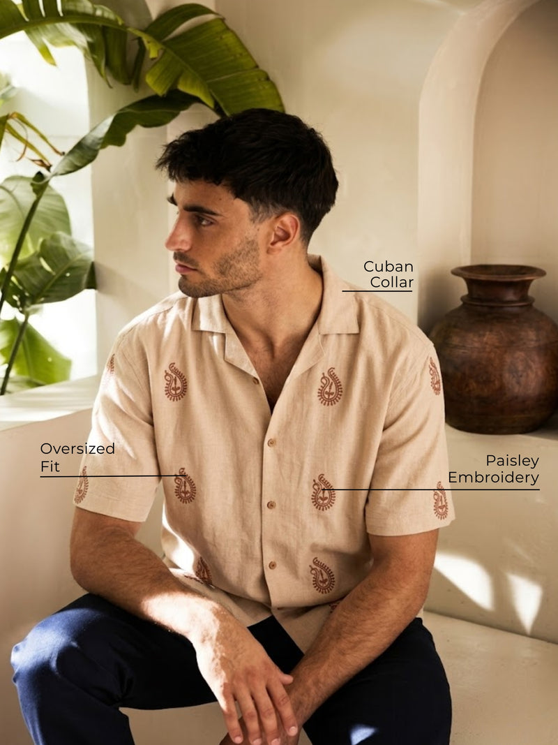 Tonal Paisley Embroidered Shirt