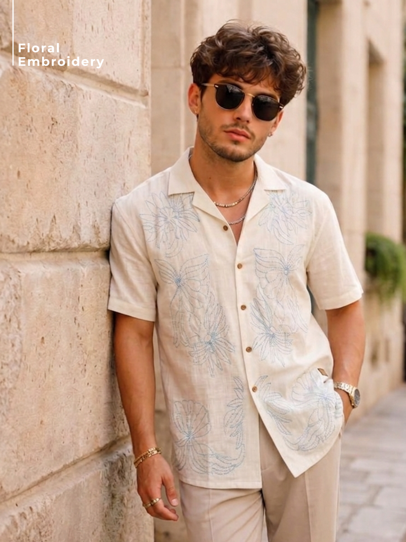 Floral Embroidery Casual Shirt