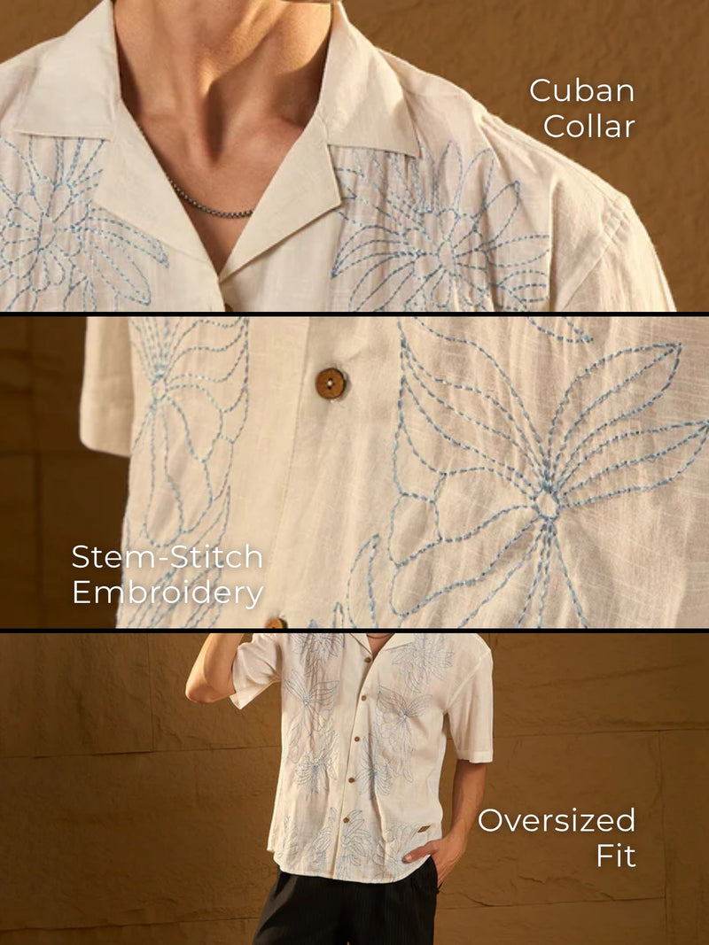 Floral Embroidery Casual Shirt