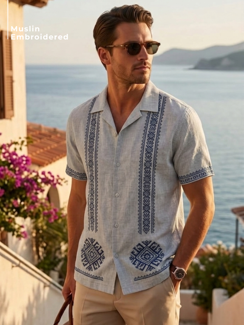 Symmetric Embroidered Oversized Shirt