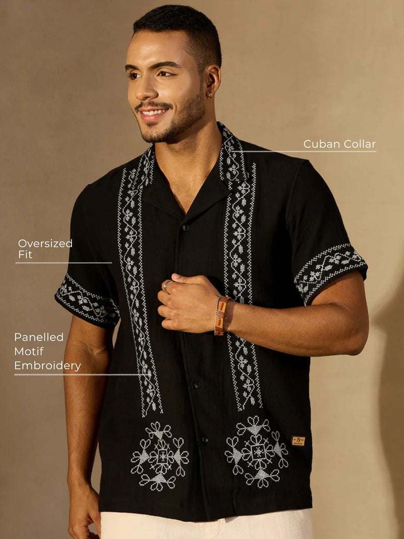 Floral Embroidery Vacation Shirt