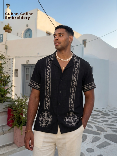 Floral Embroidery Vacation Shirt