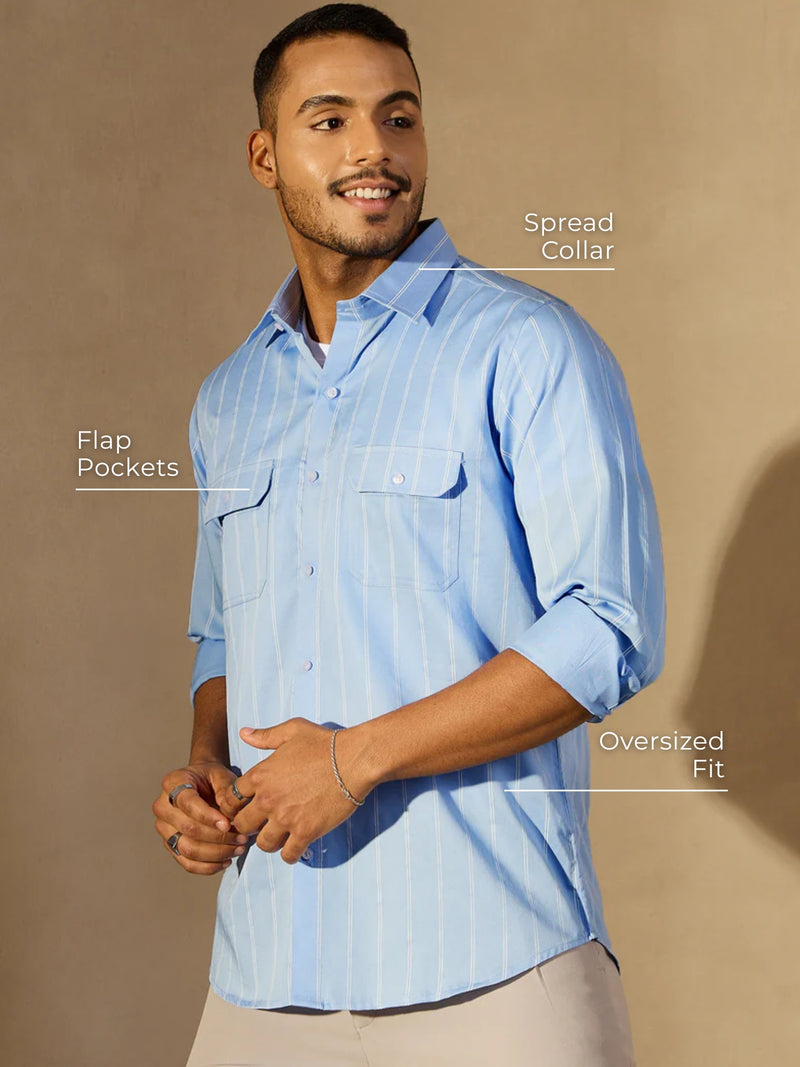 Vertical Stripes Double Pocket Shirt