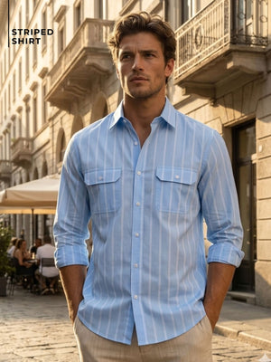 Vertical Stripes Double Pocket Shirt