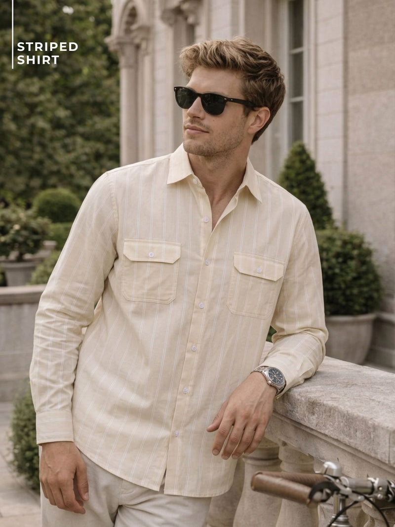 Vertical Stripes Double Pocket Shirt