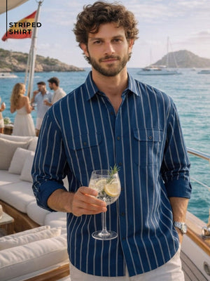 Vertical Stripes Double Pocket Shirt