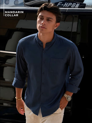Mandarin Collar Cotton Casual Shirt