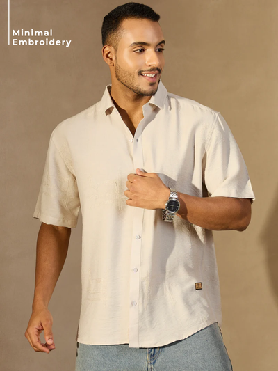 Ivory Embroidered Design Shirt