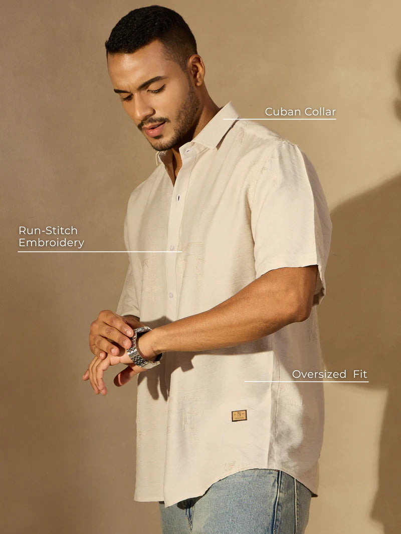 Ivory Embroidered Design Shirt