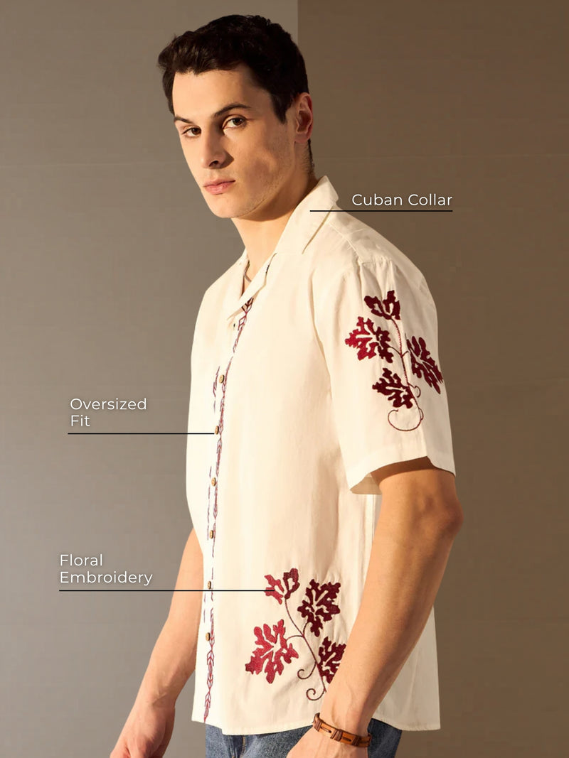 Ethnic Floral Embroidered Shirt