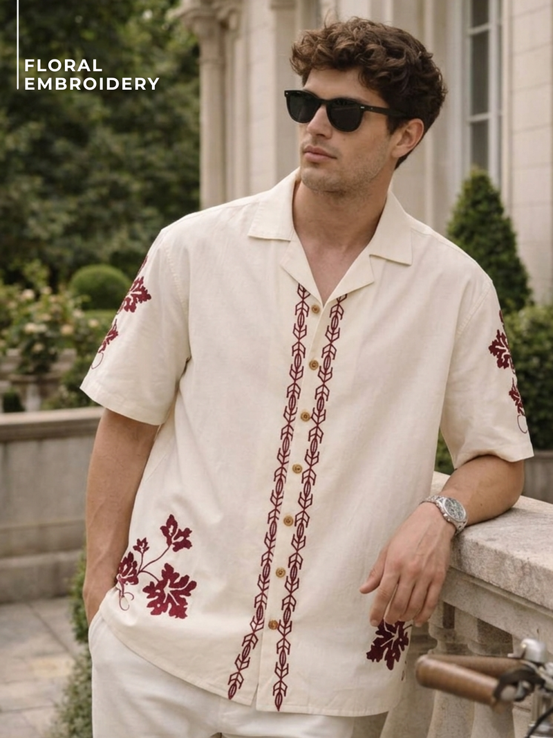 Ethnic Floral Embroidered Shirt