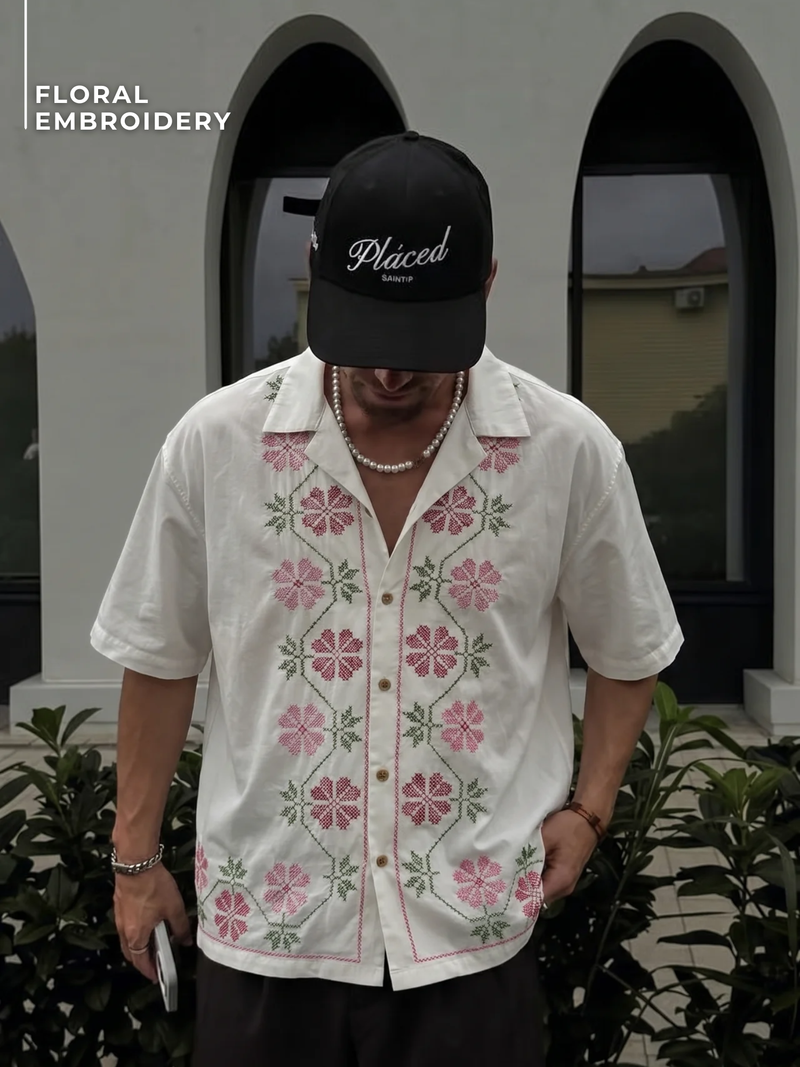 Floral Threadwork Casual Wear Shirt