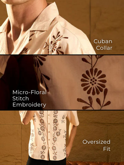 Floral Pattern Embroidered Shirt