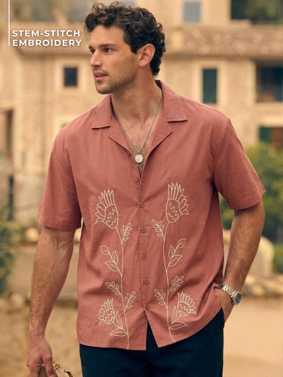 Tribal Pattern Embroidered Shirt