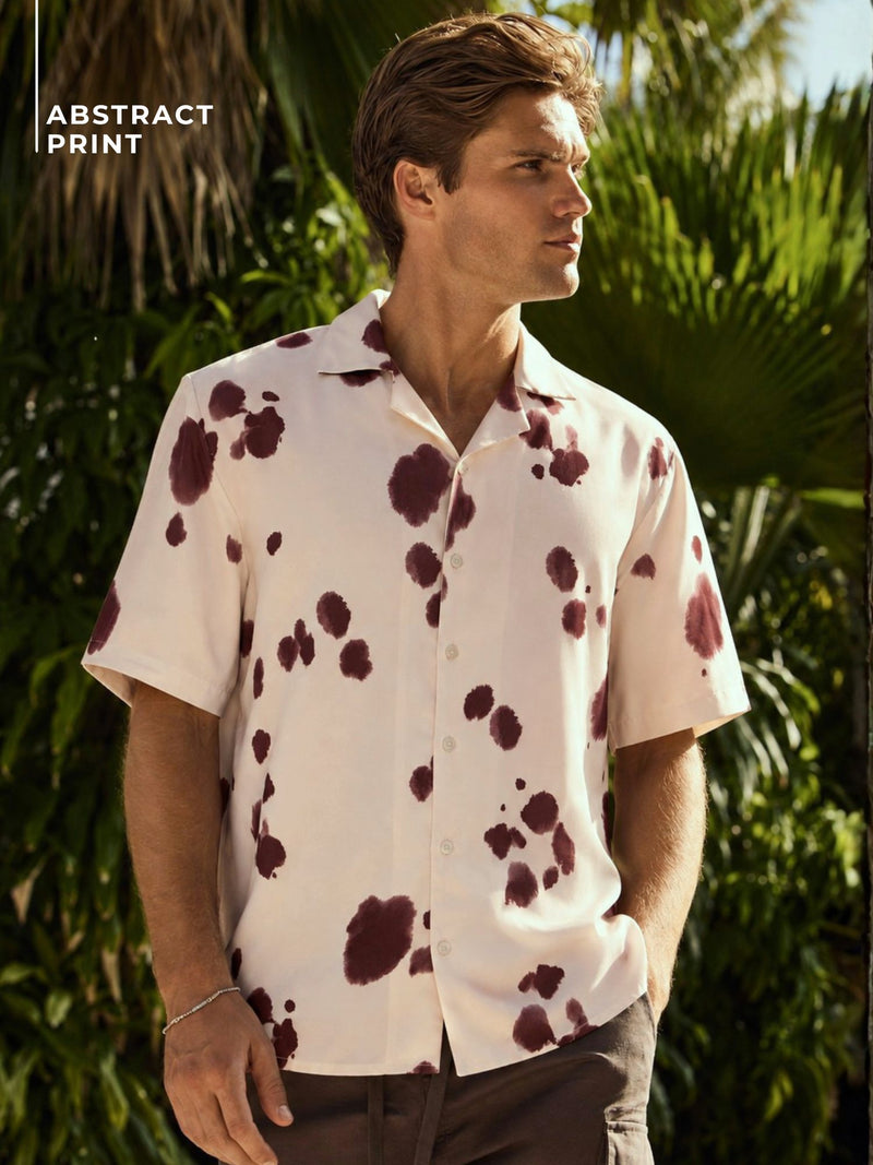 Cream & Purple: Abstract Printed Oversized Shirt