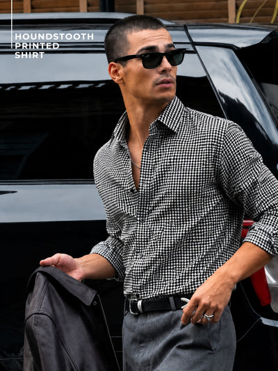 Houndstooth Printed Formal Shirt