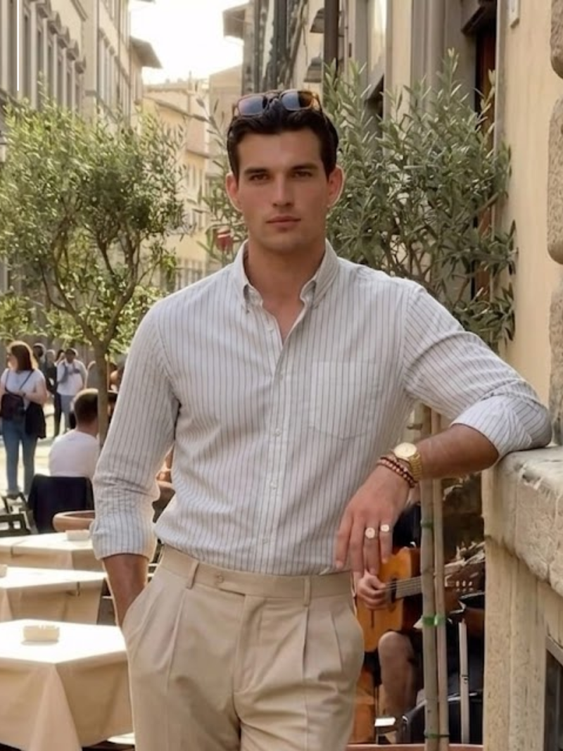 White and Black: Vertical Striped Formal Shirt