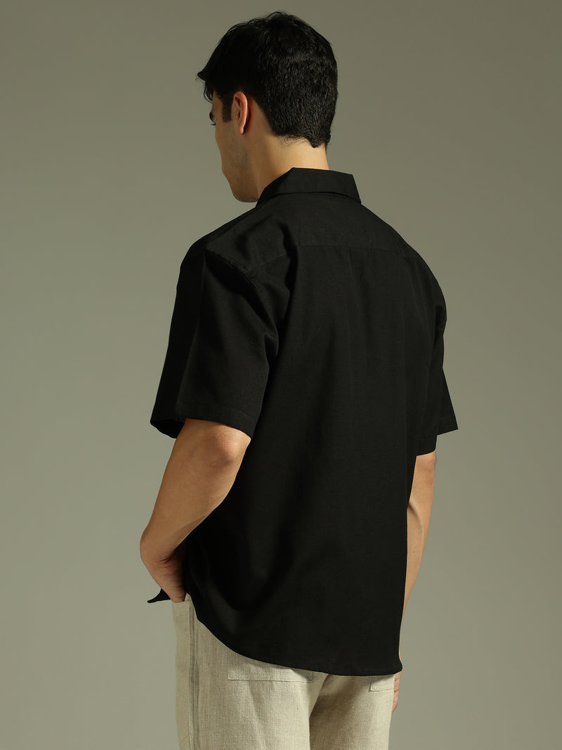Black & Copper: Embroidered Drop Shoulder Oversized Shirt