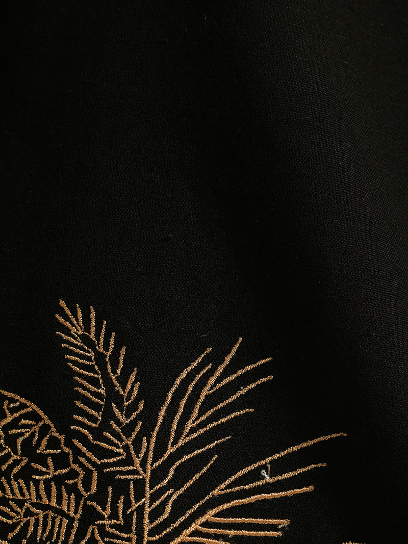 Black & Copper: Embroidered Drop Shoulder Oversized Shirt