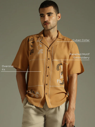 Abstract Floral Embroidered Shirt