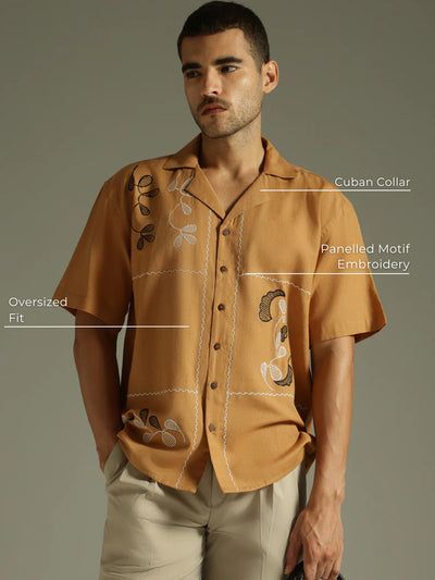 Abstract Floral Embroidered Shirt