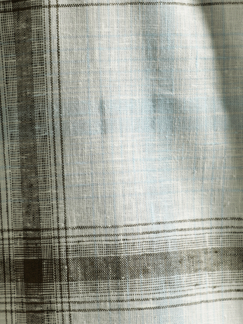 White & Light Blue: Half Sleeves Windowpane Checks Shirt