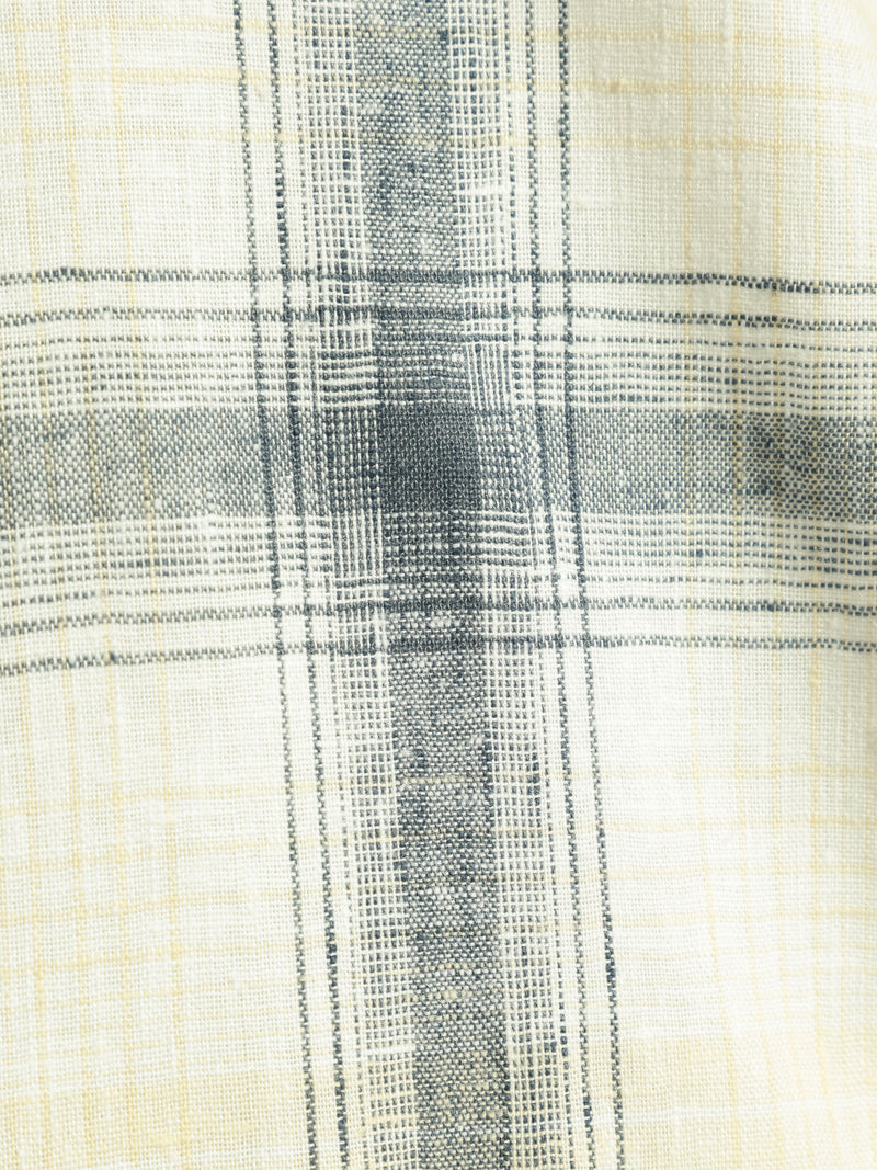 White & Beige: Half Sleeves Windowpane Checks Shirt