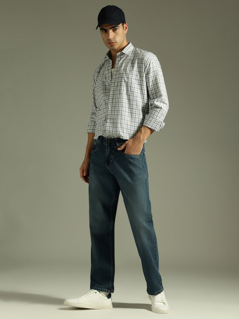 Blue & White: Full Sleeves Checkered Shirt