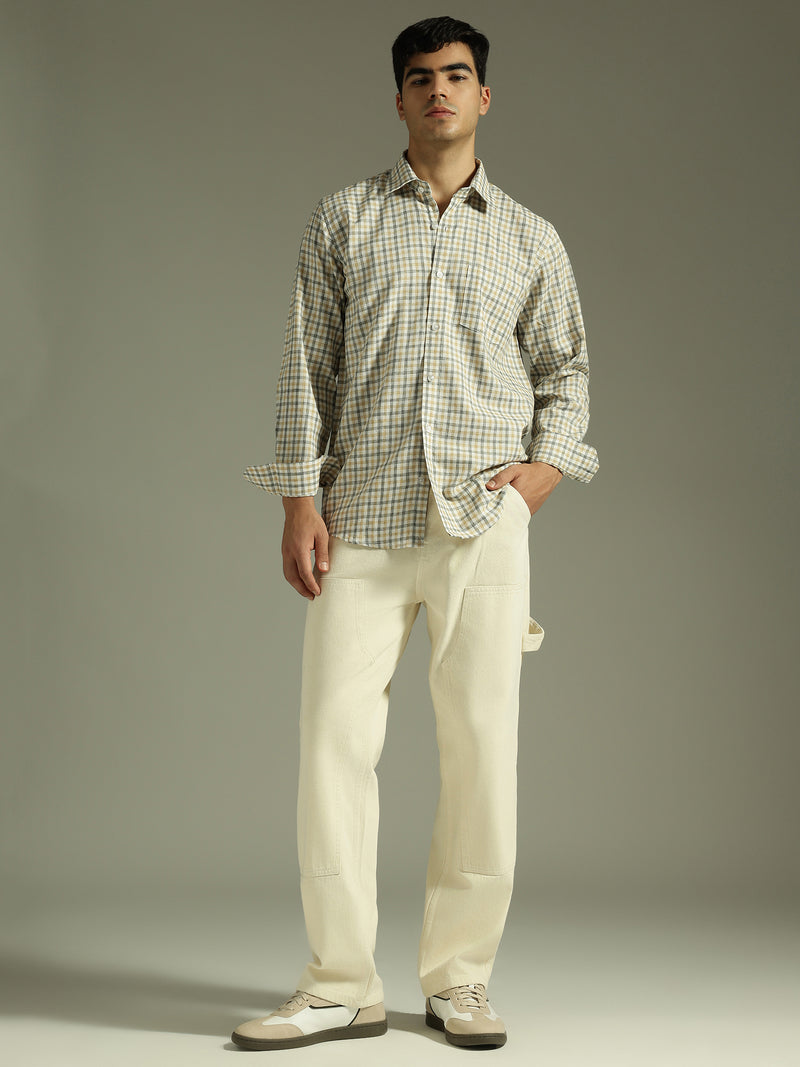 Yellow & White: Full Sleeves Checkered Shirt