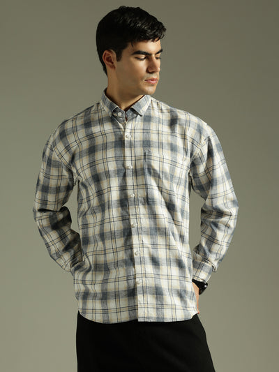 Blue & White: Full Sleeves Checkered Shirt