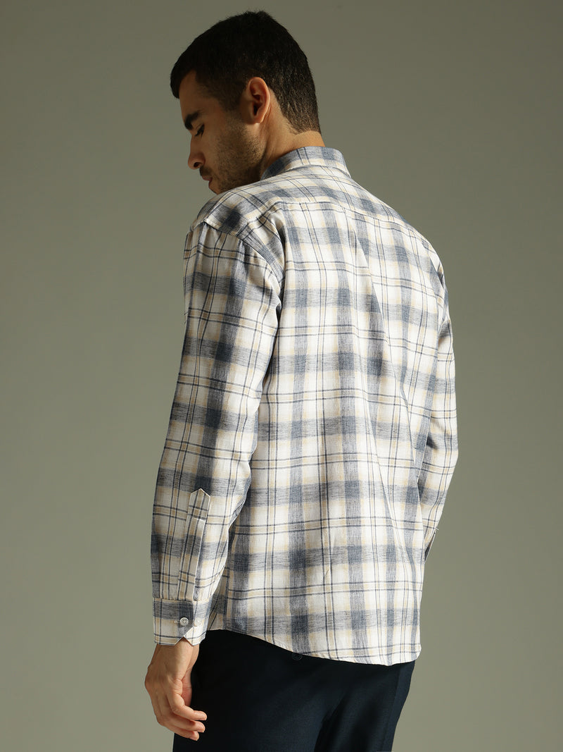 Blue & White: Full Sleeves Checkered Shirt