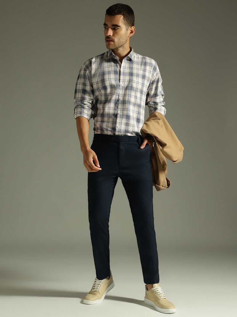 Blue & White: Full Sleeves Checkered Shirt