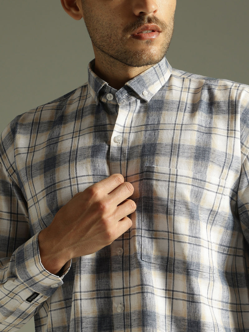 Blue & White: Full Sleeves Checkered Shirt