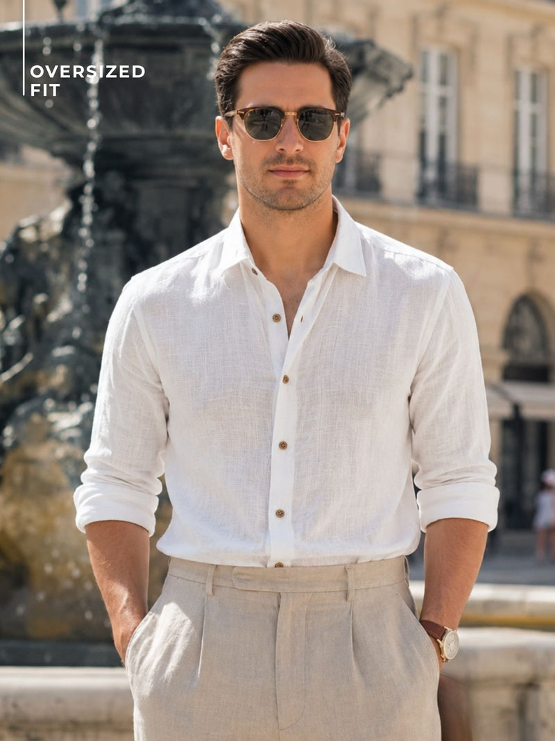 White: Drop Shoulder Oversized Shirt