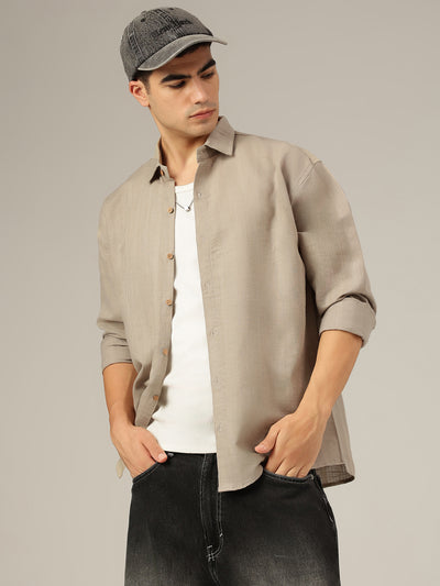 Grey: Self Design Shirt
