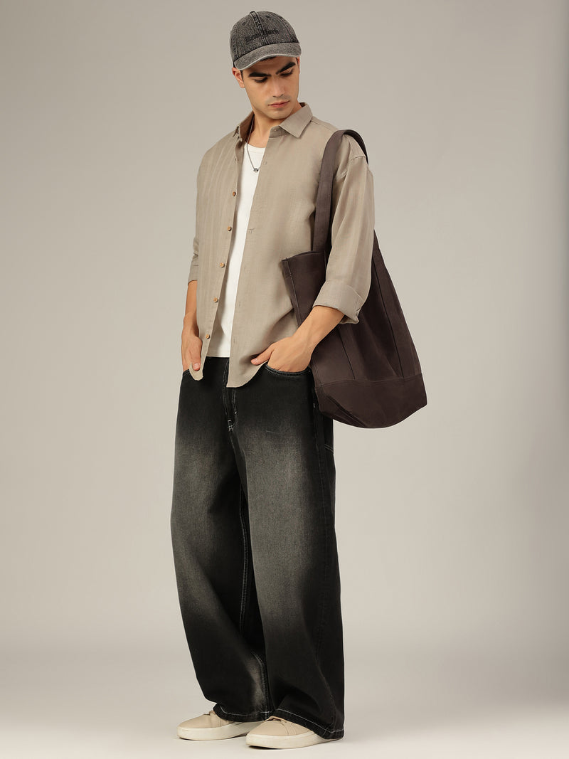 Grey: Self Design Shirt