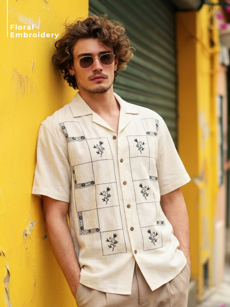 Floral Embroidery Casual Shirt