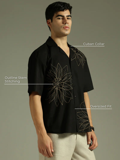 Floral Outline Embroidered Shirt