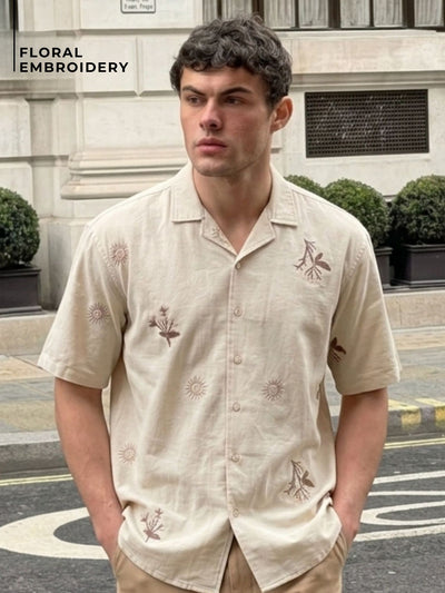 Leaf Pattern Embroidered Shirt