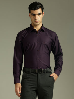 Purple: Spread Collar Formal Shirt