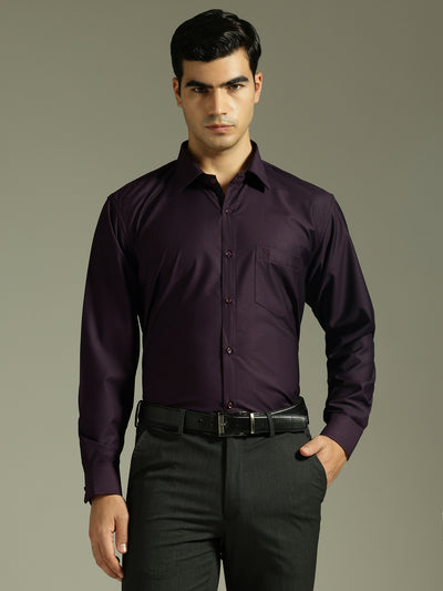 Purple: Spread Collar Formal Shirt
