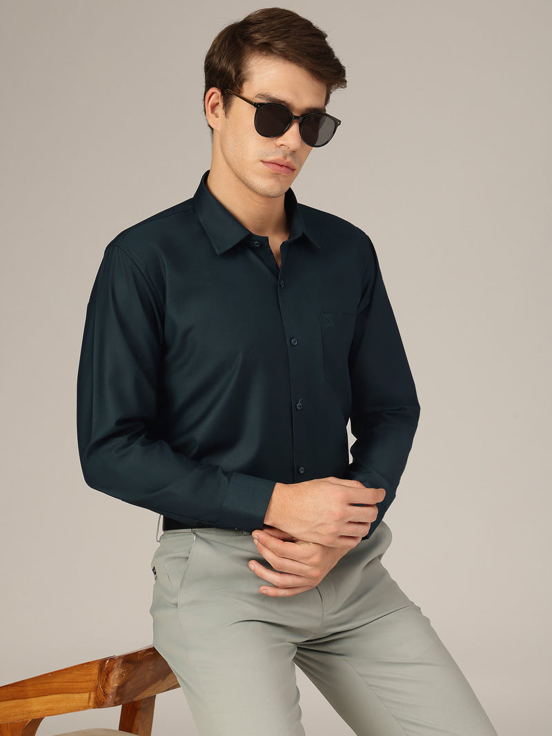 Dark Teal: Spread Collar Formal Shirt