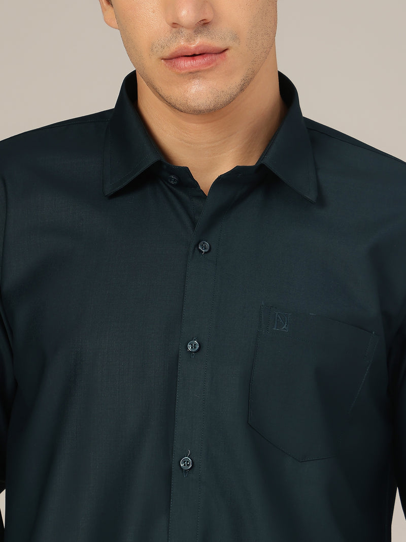Dark Teal: Spread Collar Formal Shirt