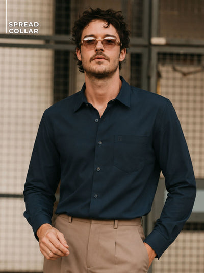 Dark Teal: Spread Collar Formal Shirt