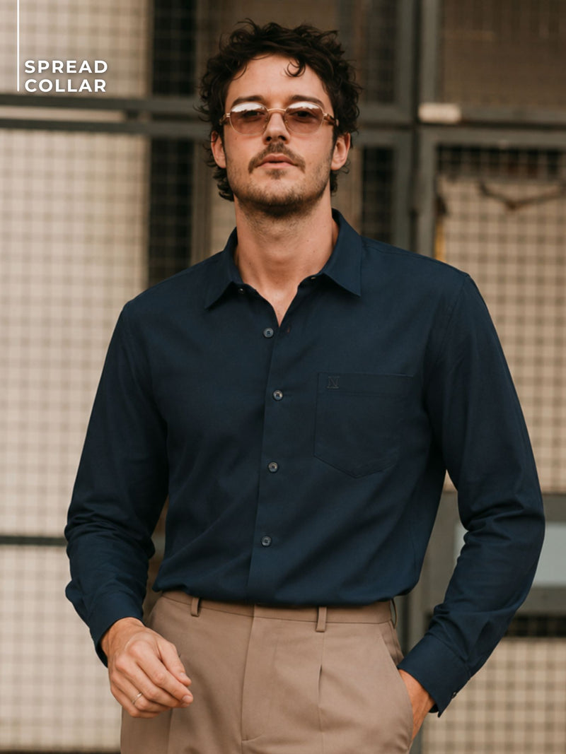 Dark Teal: Spread Collar Formal Shirt