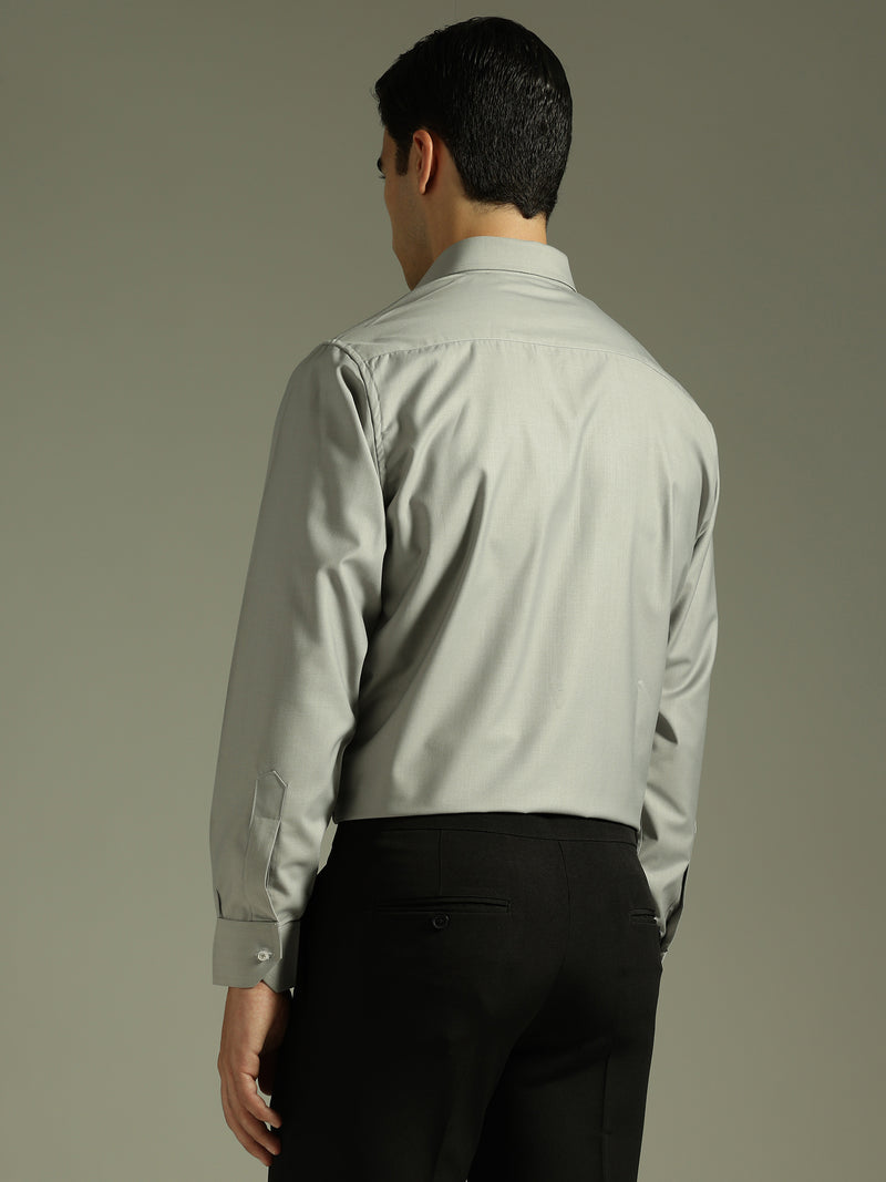 Grey: Spread Collar Formal Shirt