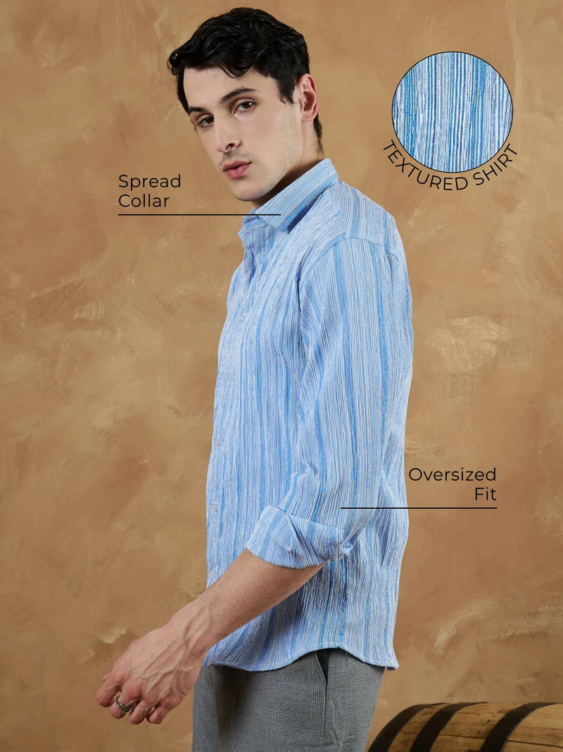 Blue & White: Striped Oversized Casual Shirt