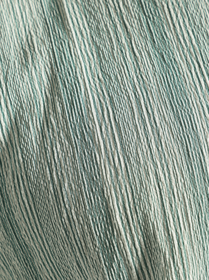 Green & White: Textured Drop Shoulder Casual Shirt