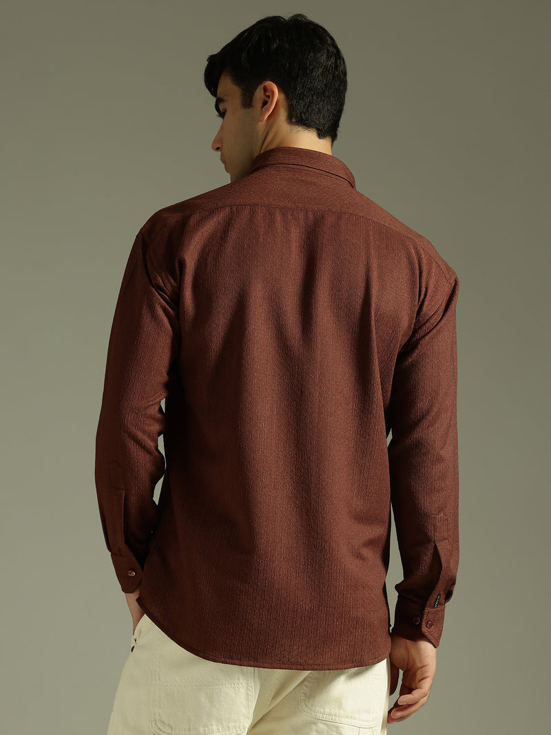 Rust: Textured Drop Shoulder Casual Shirt